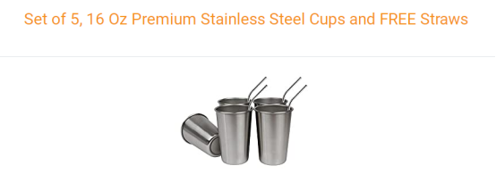 ステンレス鋼のカップ